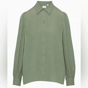 Aritzia Wilfred Josephine Long Sleeve  Puff-sleeve Button Down Blouse Size XS